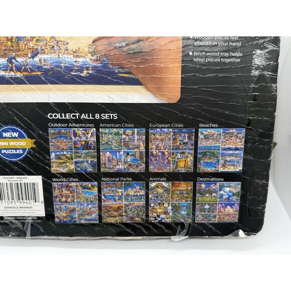Dowdle Set 4-Pack Beaches of Mini Wooden Puzzles & Tray New And Sealed - Picture 3 of 13